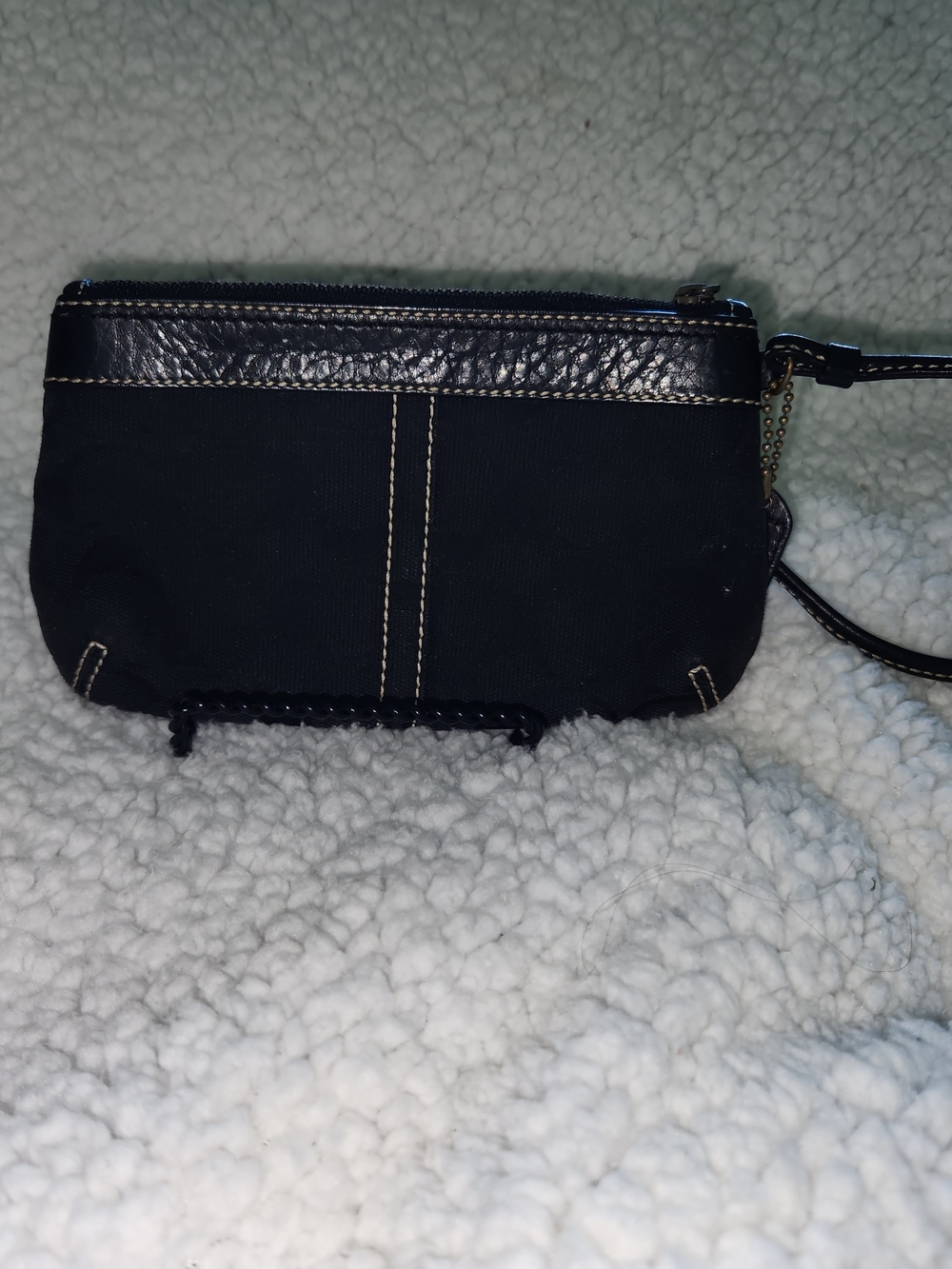 Coach Black Canvas Wristlet with Contrast Stitching - Picture 3 of 10